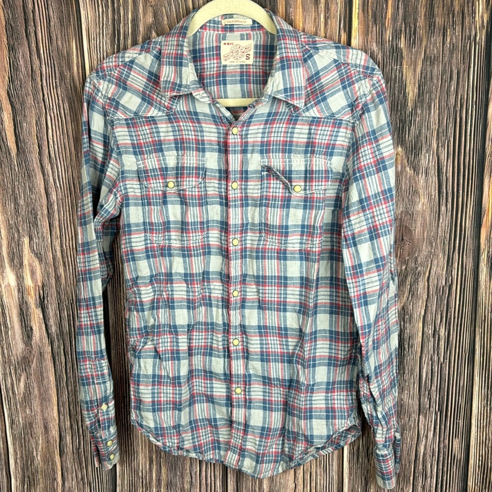 Lucky Brand Indigo Western Linen Button Down- Size Small